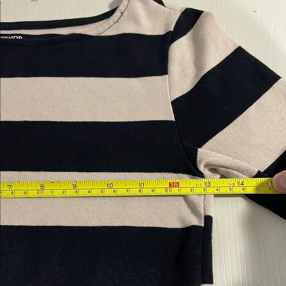 Workshop Striped Black & Beige Top- Size Small - Picture 3 of 9